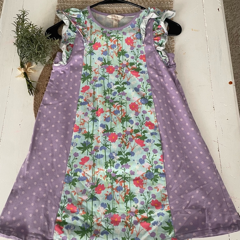 Matilda Jane Pastel Floral Dress with Lavender Trim sz 8